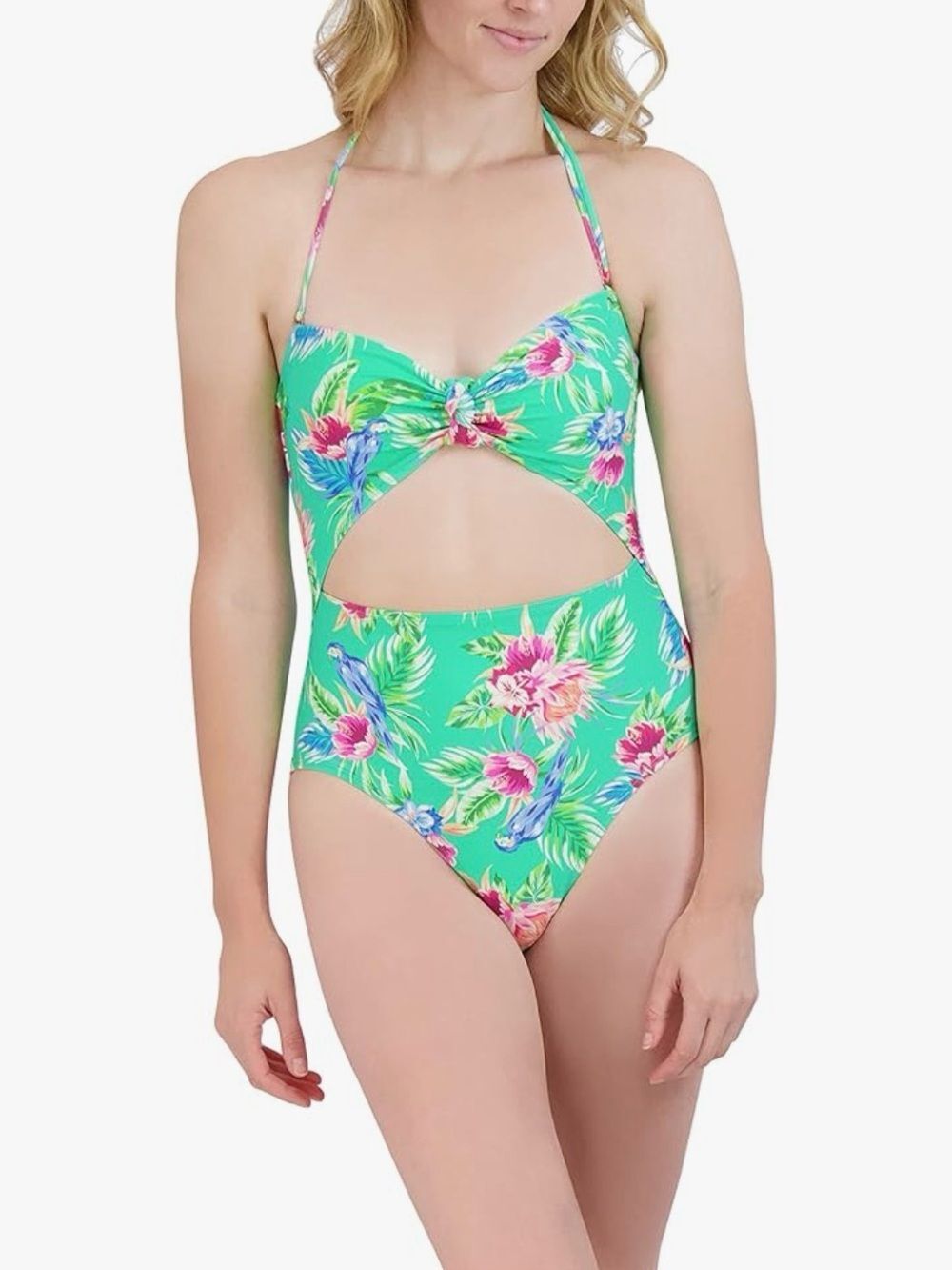 BCBGeneration Women's One Piece Swimsuit Knot Front Cut Out Tummy Control, NWT